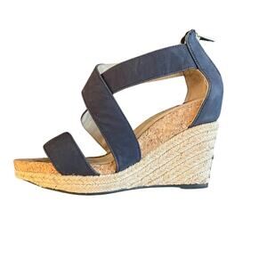 Adrienne Vittadini Clarity Leather Cork Wedges